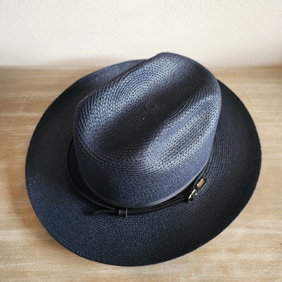 Vintage The Lawman Genuine Milan Dark Blue Sheriff Style Hat Men’s Size 7 3/8 - Picture 3 of 10